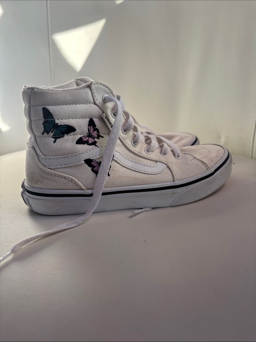 Kids Vans High-Top Butterfly Canvas Sneakers - White